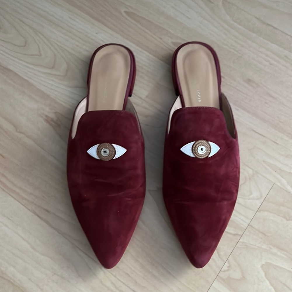 Anthropologie brand Spirit Eye Mules Wine color Size 39/9